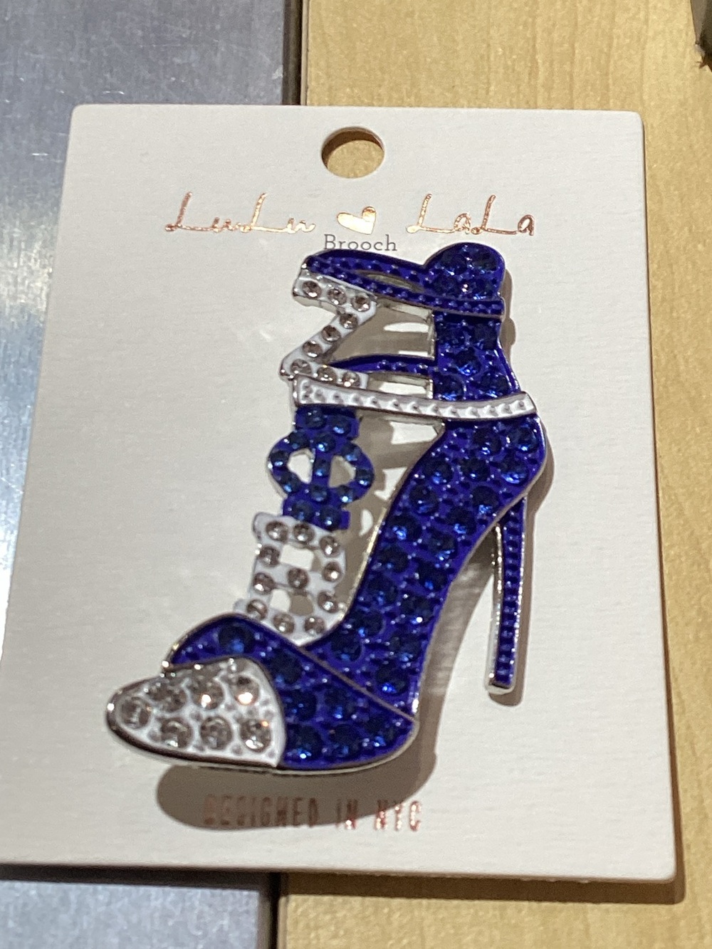 Blue‎ Crystal High Heel Brooch